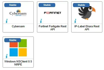 Les 4 connecteurs ayant évolué en février 2025 : Cyberoam, Fortinet Fortigate Rest API, IP-Label Ekara Rest API et Windows NSClient 0.5 NRPE