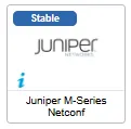 Juniper M-Series Netconf monitoring connector card, marked Stable, new in the Centreon connector catalog in June 2025