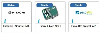 Les 3 nouveaux connecteurs de supervision d'avril 2026, marqués Stable : Hitachi E Series CMA, Linux Libvirt SSH et Palo Alto firewall API