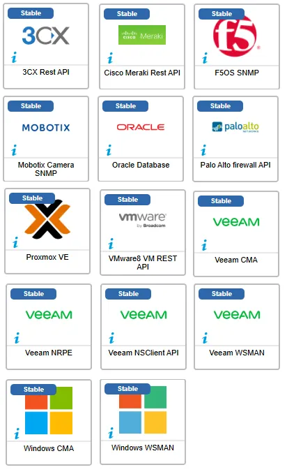 The 14 connectors enhanced in July 2026, including 3CX, Cisco Meraki, F5OS SNMP, Mobotix, Oracle Database, Palo Alto, Proxmox VE, VMware8, Veeam and Windows