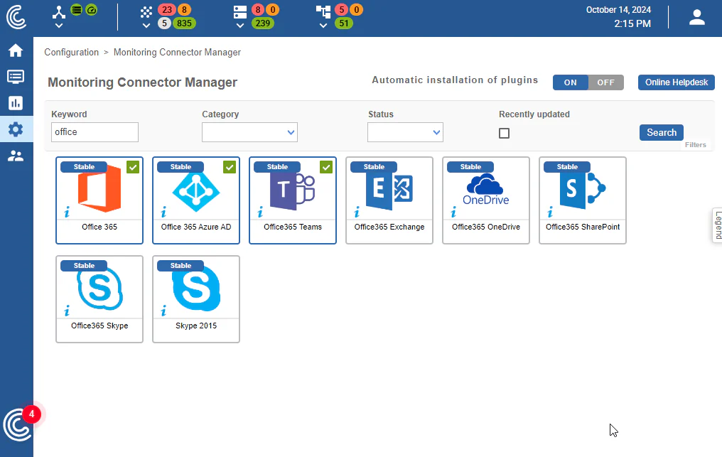 Centreon Monitoring Connector Manager: Microsoft 365 connectors (Teams, Exchange, OneDrive, SharePoint…)